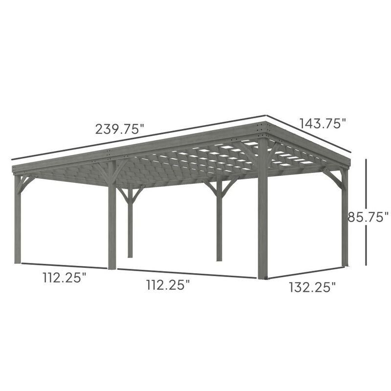 Hivvago 12x20 Outdoor Pergola Kit with Ground Anchors for Patio image number 2