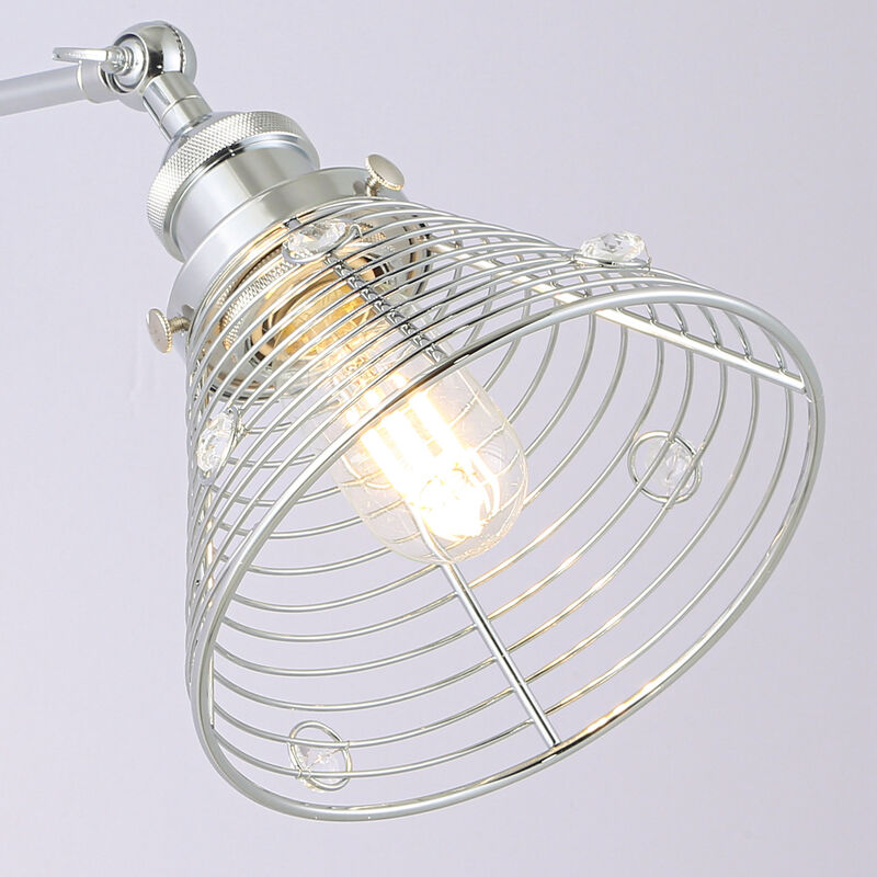 11.4" 1-Light Vintage Silver Crystal LED Wall Sconces with Adjustable Lamp Head