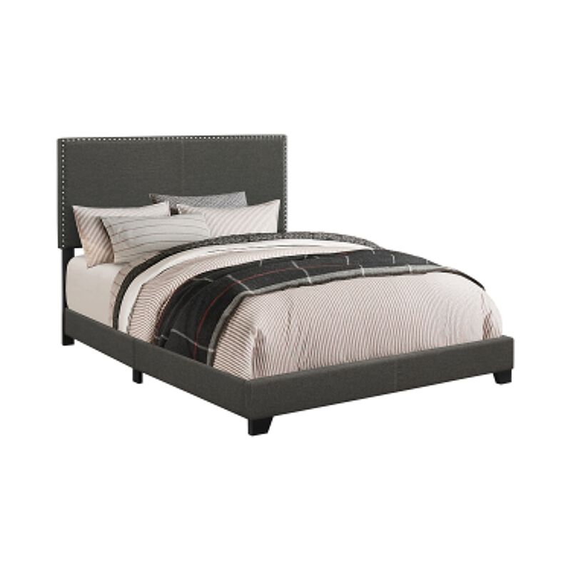 King Bedroom Set, Espresso Brown, Silver, Black Wood, 3 Piece Set with 2 Nightstands image number 2