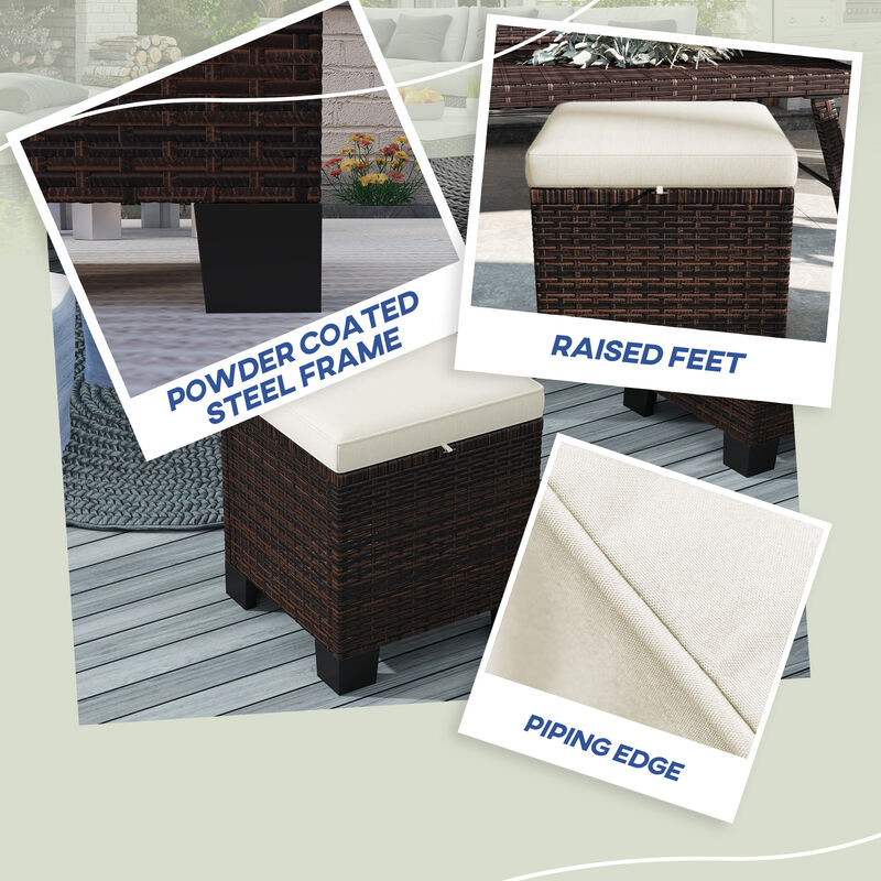 Set Of 2 Outdoor Ottomans With Cusions For Outdoor Seating image number 3