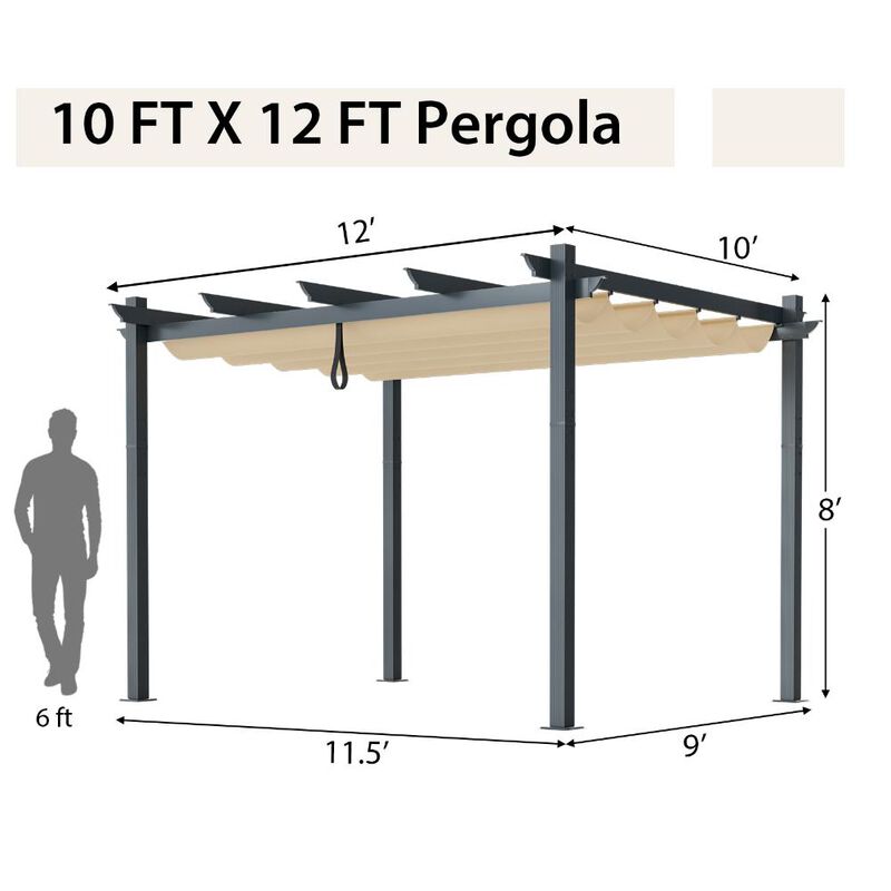 Modern Outdoor Sturdy Pergola Gazebo with Retractable Canopy image number 2