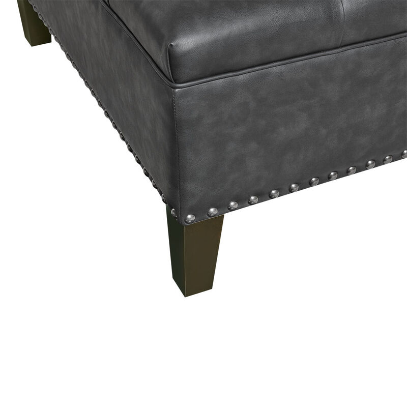 Gracie Mills Farley Button Tufted Square Cocktail Ottoman with Nailhead Accent