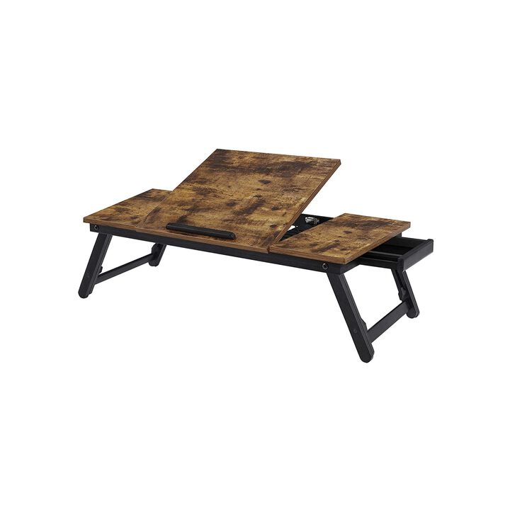 BreeBe Brown & Black Laptop Table with Adjustable Top