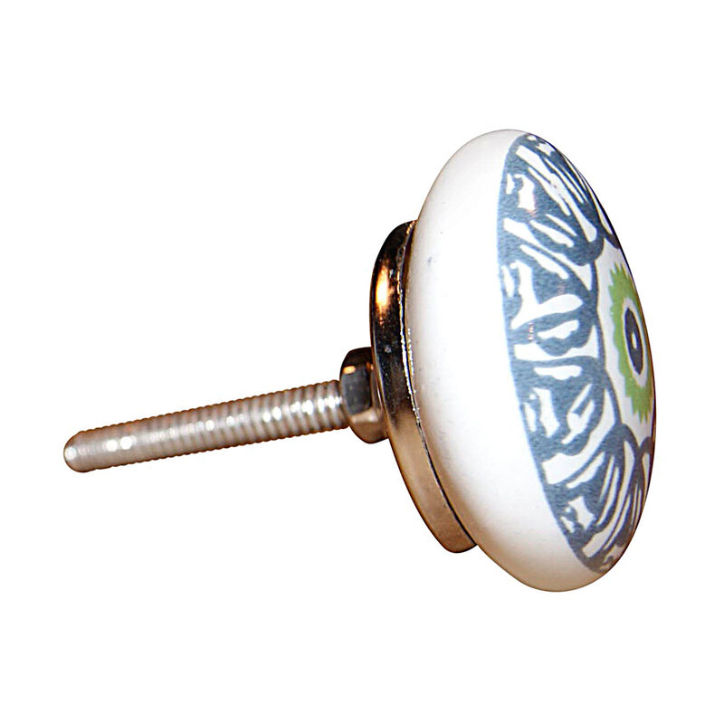 HomeRoots Set of Eight Light Blue And White Ceramic And Metal Drawer Pull Knobs image number 2