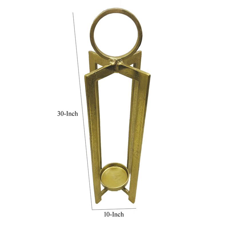 Siana Tabletop Decor, Candle Holder, 31 Inch, Gold Finished Metal - Benzara