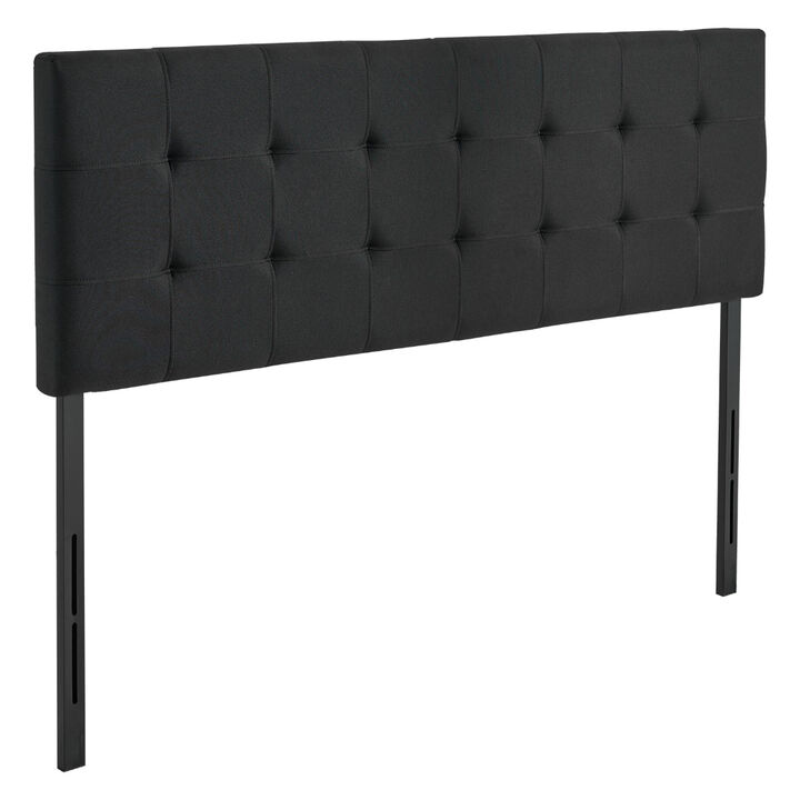 Adjustable Queen Headboard, Diamond Tufted Upholstered Bed Backboard, Black