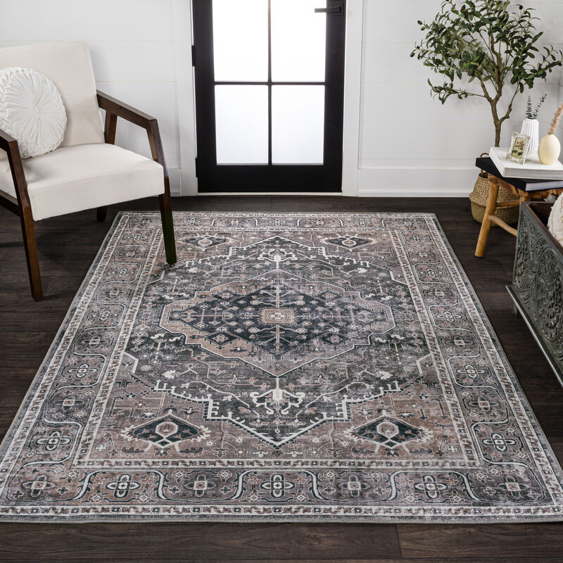 Alacati Ogee Medallion Washable Indoor/Outdoor Area Rug