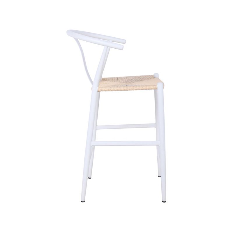 Meridian Furniture Beck Beige Hand Woven Rope Stool, Set of 2