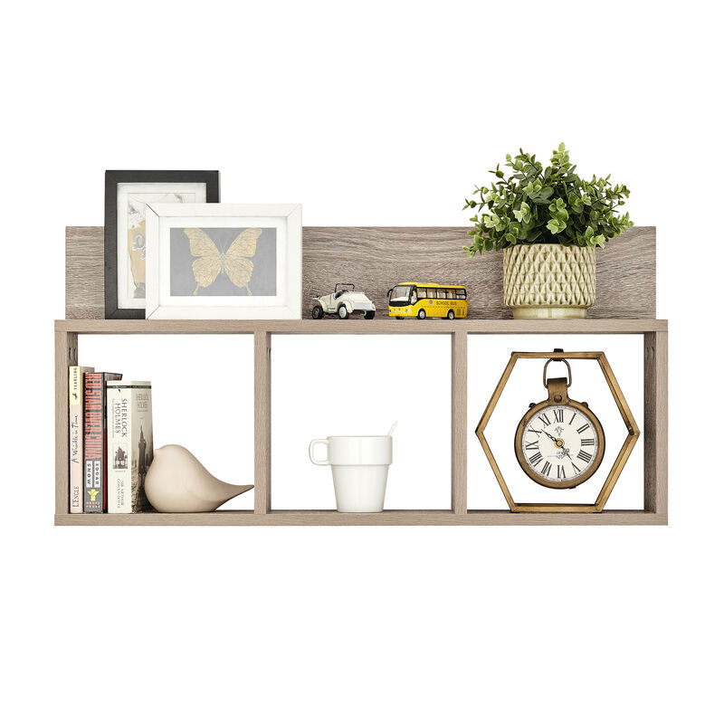 Triple Cubed Floating Shelf with Ledge