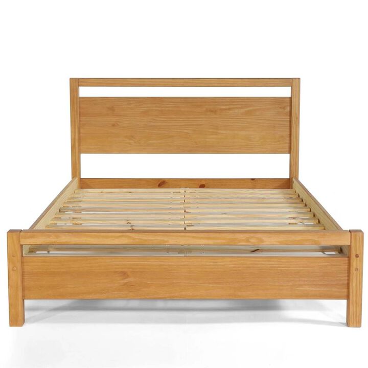 Hivvago Full size Farmhouse Solid Wood Platform Bed Frame with Headboard Footboard