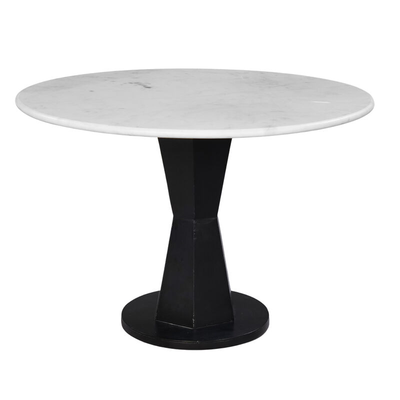 Riko Coffee Table, White Marble Top on Modern Iron Stand, Round Table, 27"