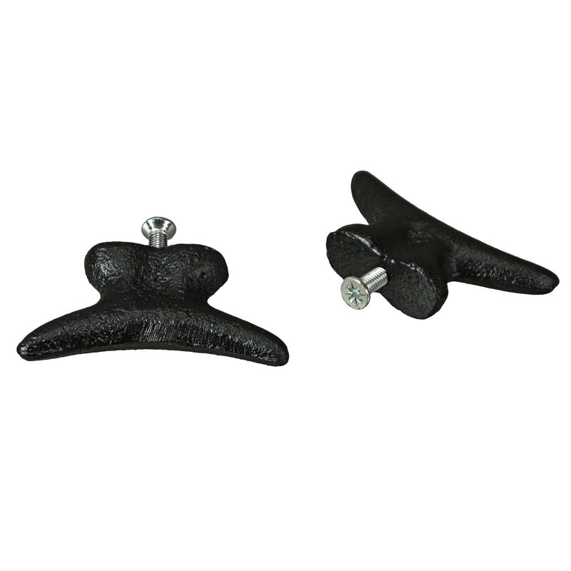 Set of 6 Matte Black Cast Iron Boat Cleat Drawer Pulls - 2.5 Inches Long, Decorative Nautical Cabinet Knobs for A Stylish Coastal Accent to Your Home Decor image number 3