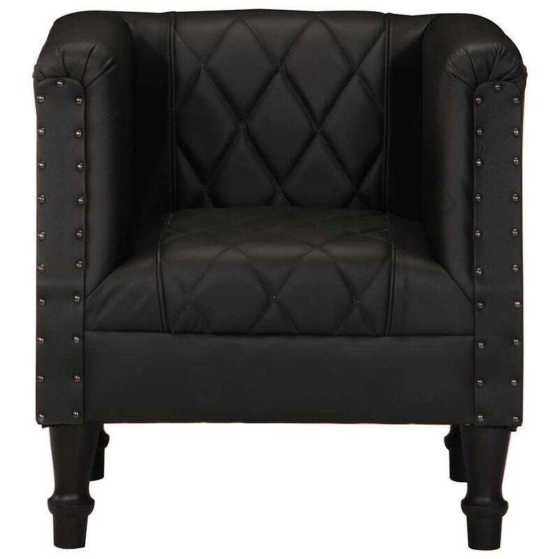 Tub Chair Black Real Goat Leather