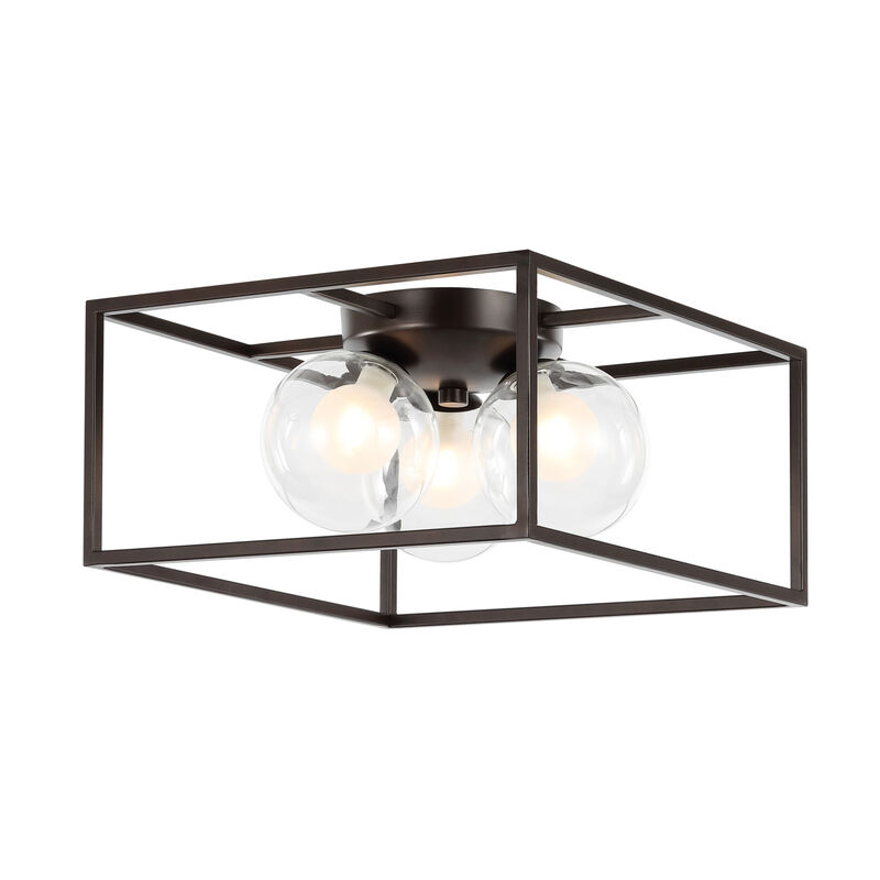 Kyle Modern Farmhouse Metal/Iron Open-Caged LED Flush Mount