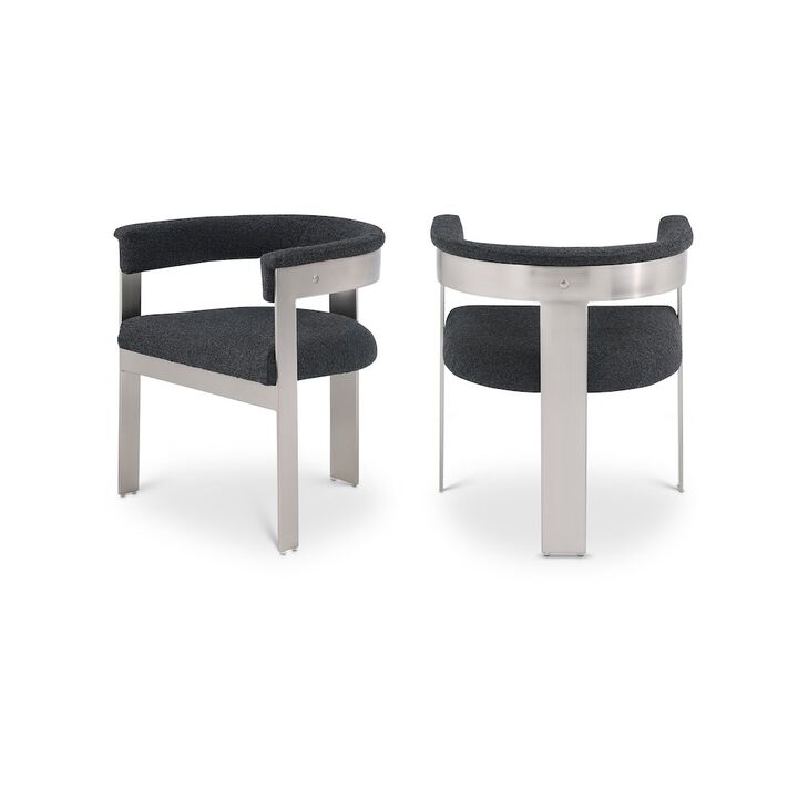 Meridian Furniture Romeo Black Boucle Fabric Dining Chair, Set of 2
