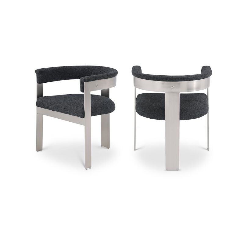 Meridian Furniture Romeo Black Boucle Fabric Dining Chair, Set of 2