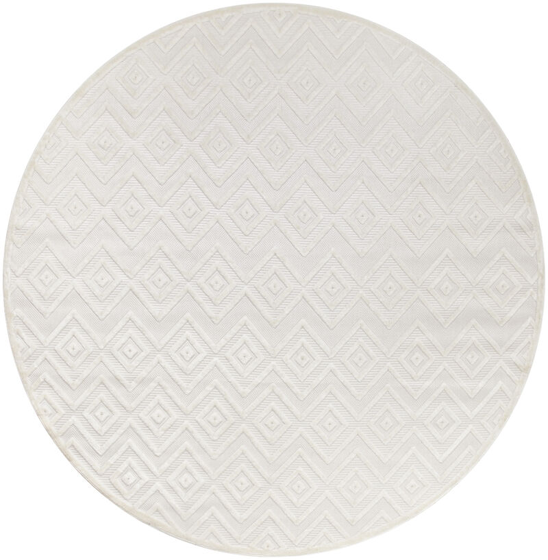HomeRoots 8' Ivory And White Geometric Indoor Outdoor Area Rug image number 0
