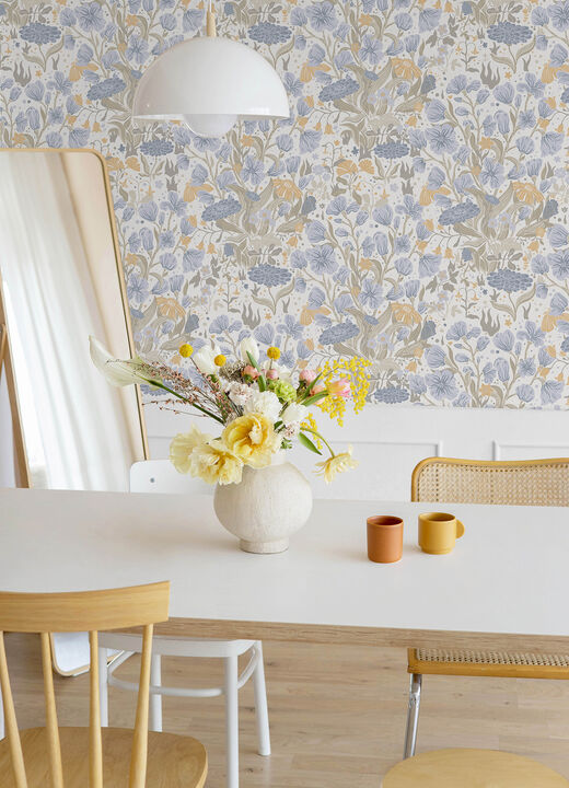 Hava Light Blue Meadow Flowers Wallpaper