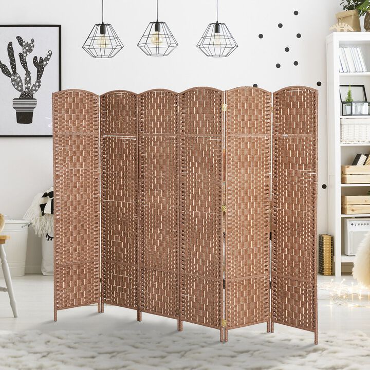Natural Wide Separator: 6-Panel 6' Tall Wicker Privacy Screen