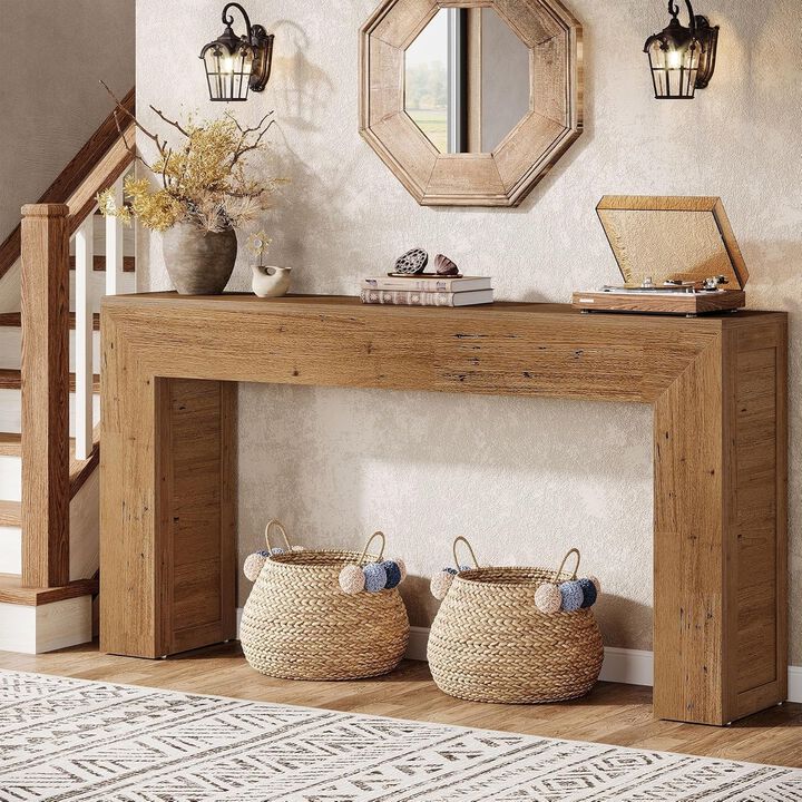 Farmhouse Sofa Console Table for Entryway or Hallway-Brown