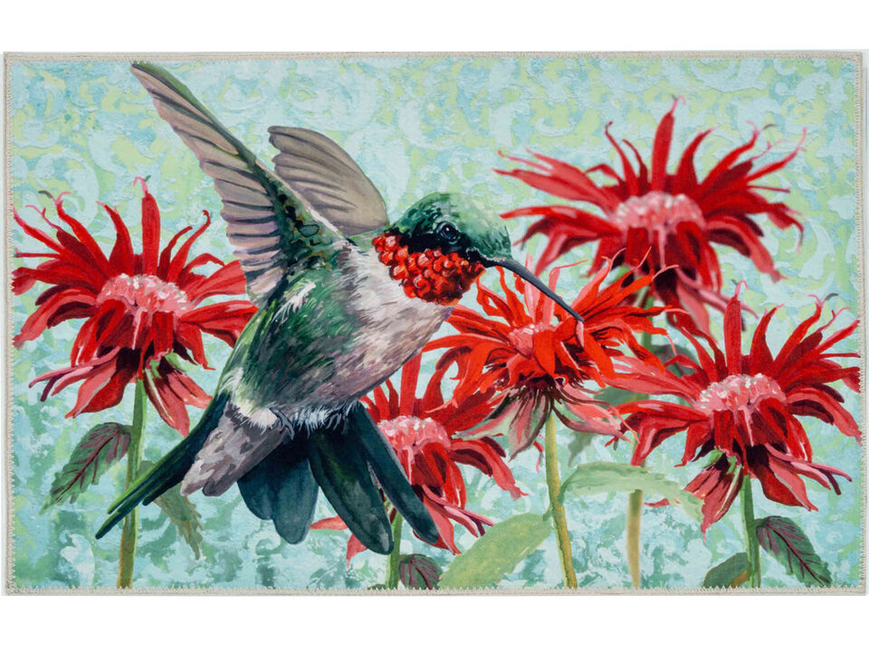 Olivia's Home Hummingbird In Scarlet Blossoms Indoor/Outdoor Decorative Accent Rug - 22"x32"