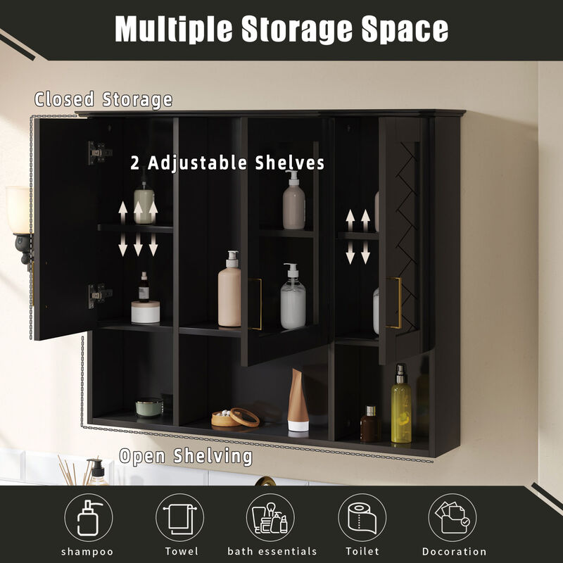 ELEMENT ACE Wall Mounted Medicine Cabinet with Adjustable Shelves and Soft Close Doors image number 8