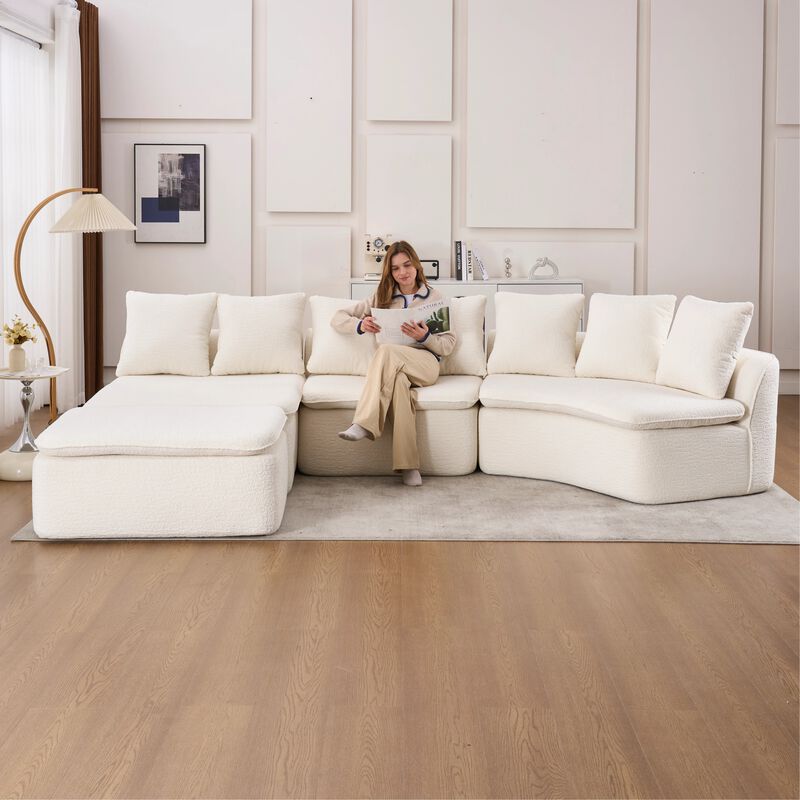 Whisen 133" U-Shaped Modular Sectional Sofa, Chenille Foam with Removable Chaise, No Assembly Required for Living Room image number 2