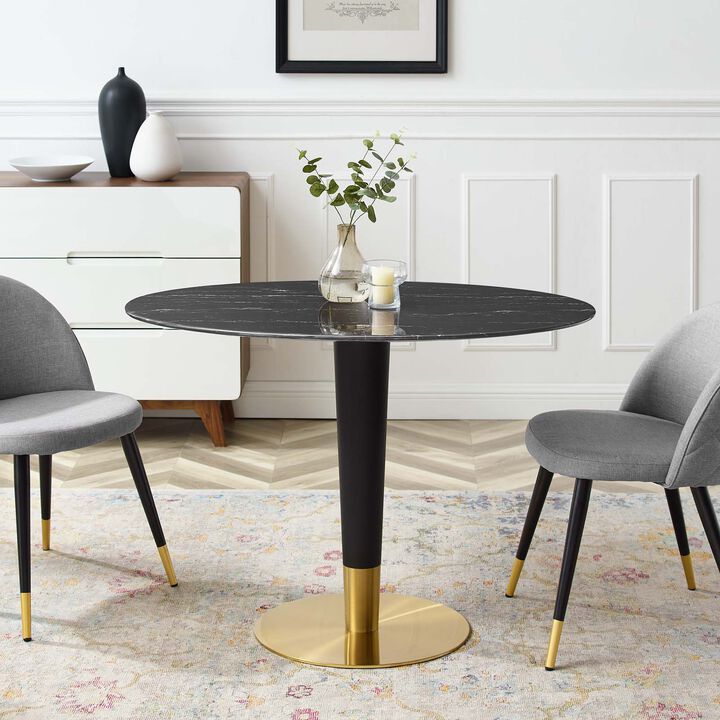 Modway - Zinque 42" Oval Artificial Marble Dining Table Gold Black