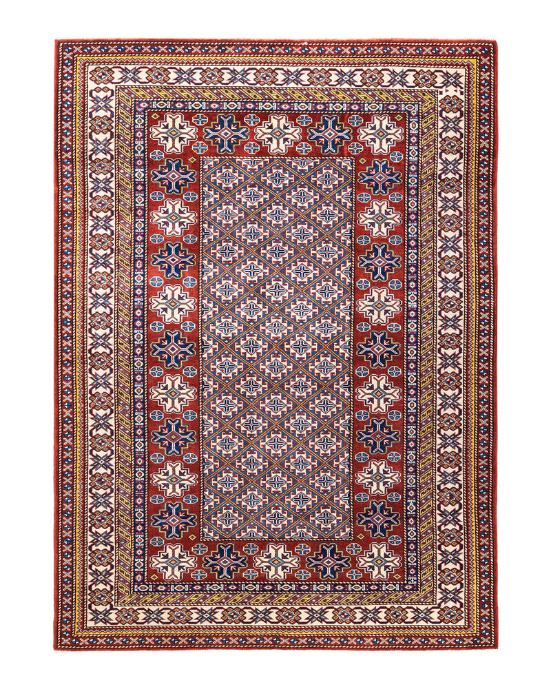 Tribal, One-of-a-Kind Hand-Knotted Area Rug  - Red, 5' 0" x 6' 10"