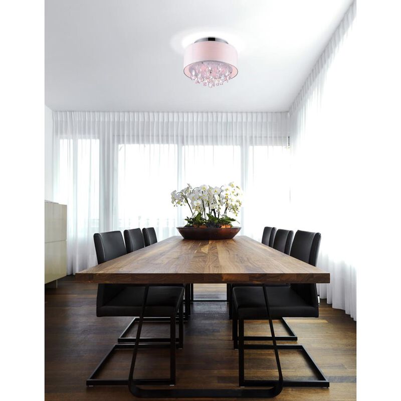 Dash 3 Light Drum Shade Flush Mount With Chrome Finish