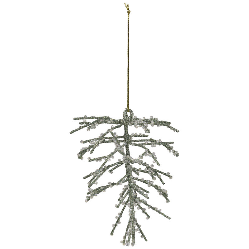 4.75" Green 3-D Glittered Iron Wire Pine Cone Christmas Ornament image number 0