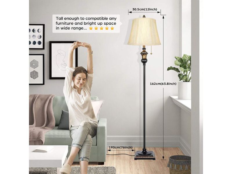 Traditional Floor Lamp with Bronze Shade Classic Standing Light for Living Room image number 2