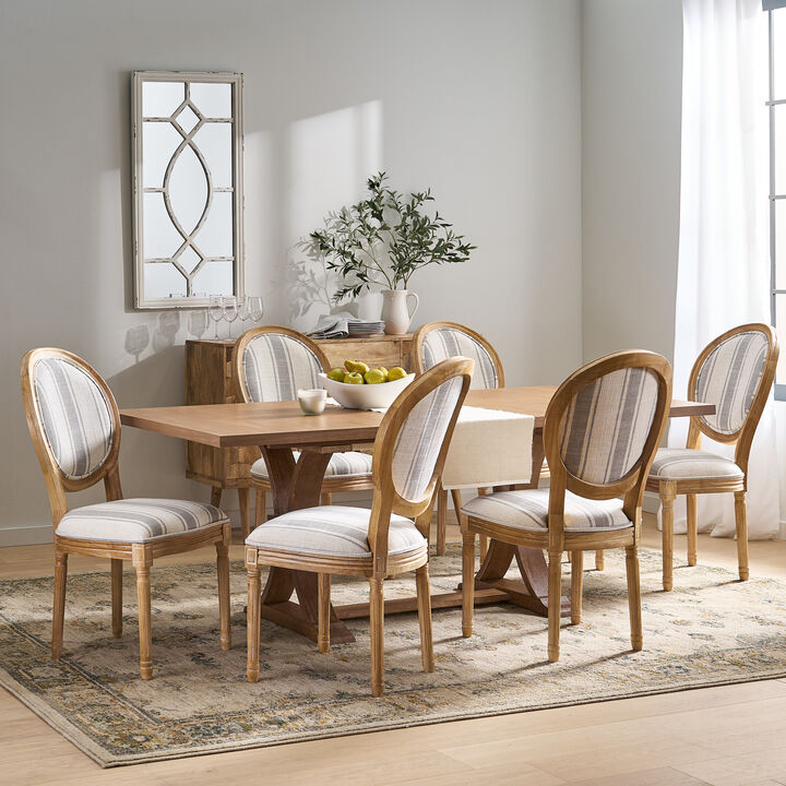 Christopher Knight Home Dason 7 Piece French Country Upholstered Wood Expandable Dining Set