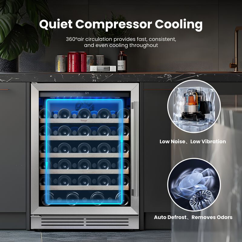 24" Wine Refrigerator Cooler, Holds 52 Bottles, Built-in or Freestanding, Perfect for Home, Kitchen or Bar image number 4