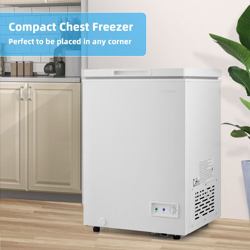 Compact Chest Freezer with Removable Storage Basket