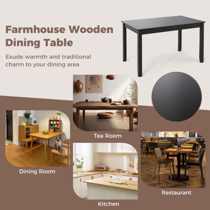 Hivvago Wooden Dining Table for 4 People Rectangular Kitchen Table with Rubber Wood Legs.