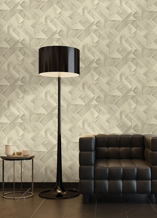 Cassian Taupe Wood Geo Wallpaper
