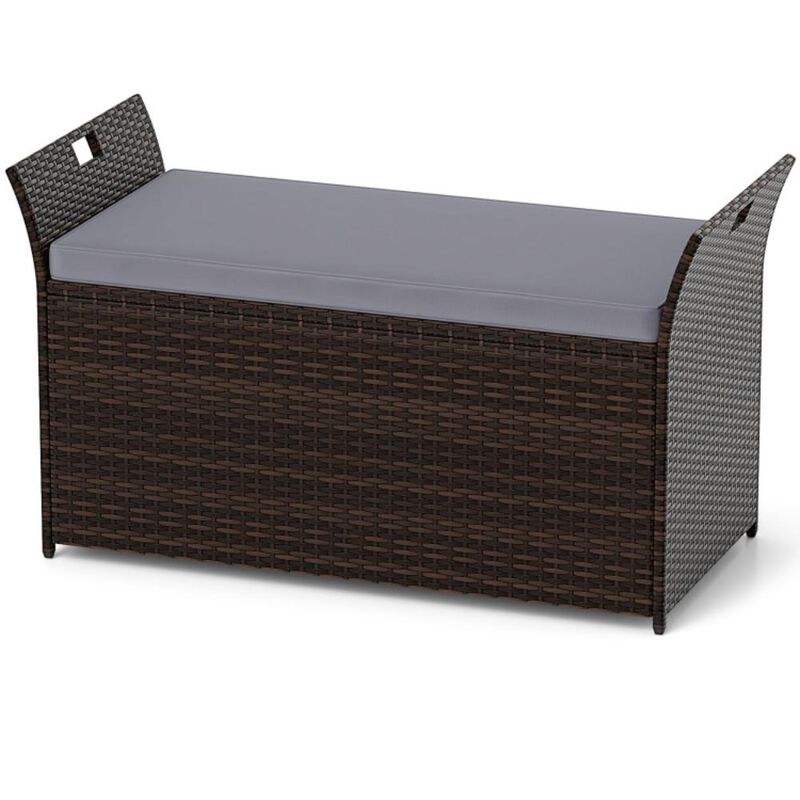 Hivvago Outdoor Bench with Hand-woven PE Rattan Wicker and Side Handles