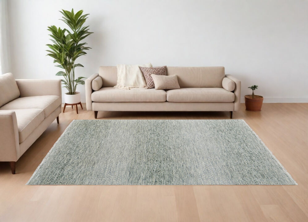 HomeRoots Wool Hand Knotted Area Rug With Fringe