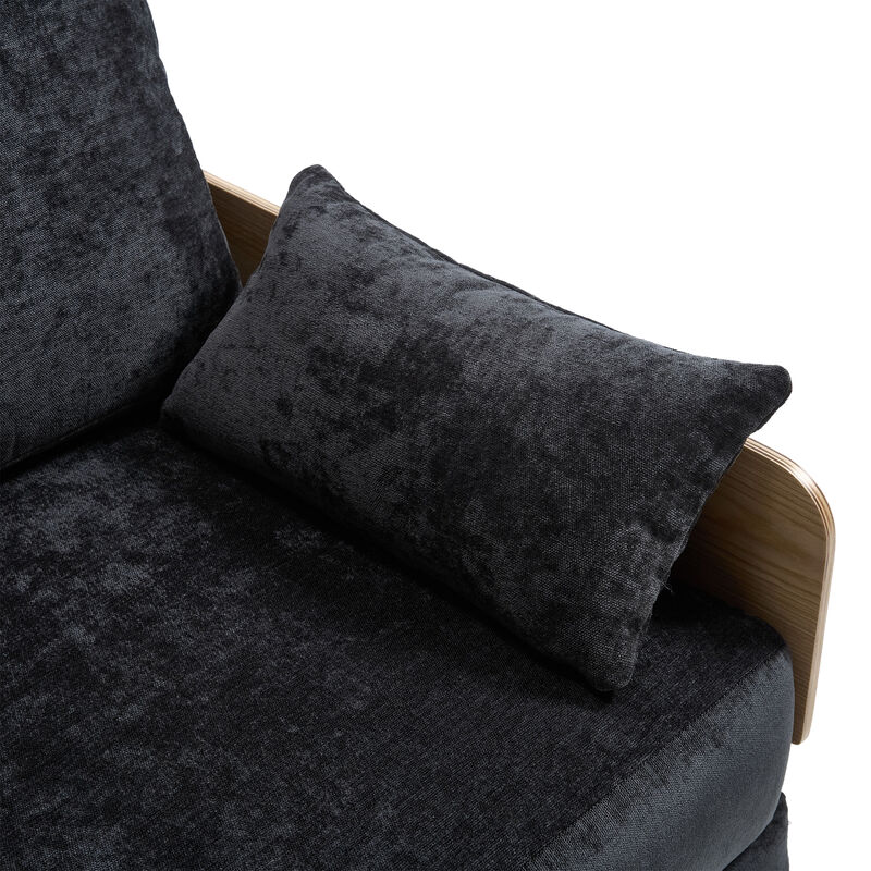 Merax Foldable Chenille Sofa Chair Convertible Futon Sleeper