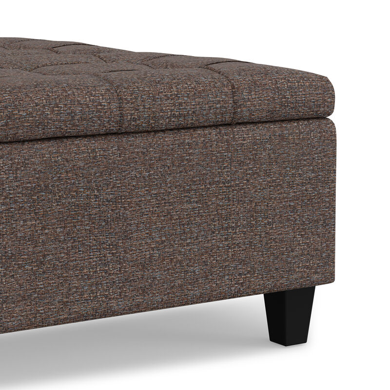 Harrison 36 inch Wide Transitional Square Coffee Table Storage Ottoman in Mink Brown Tweed Look Fabric image number 7