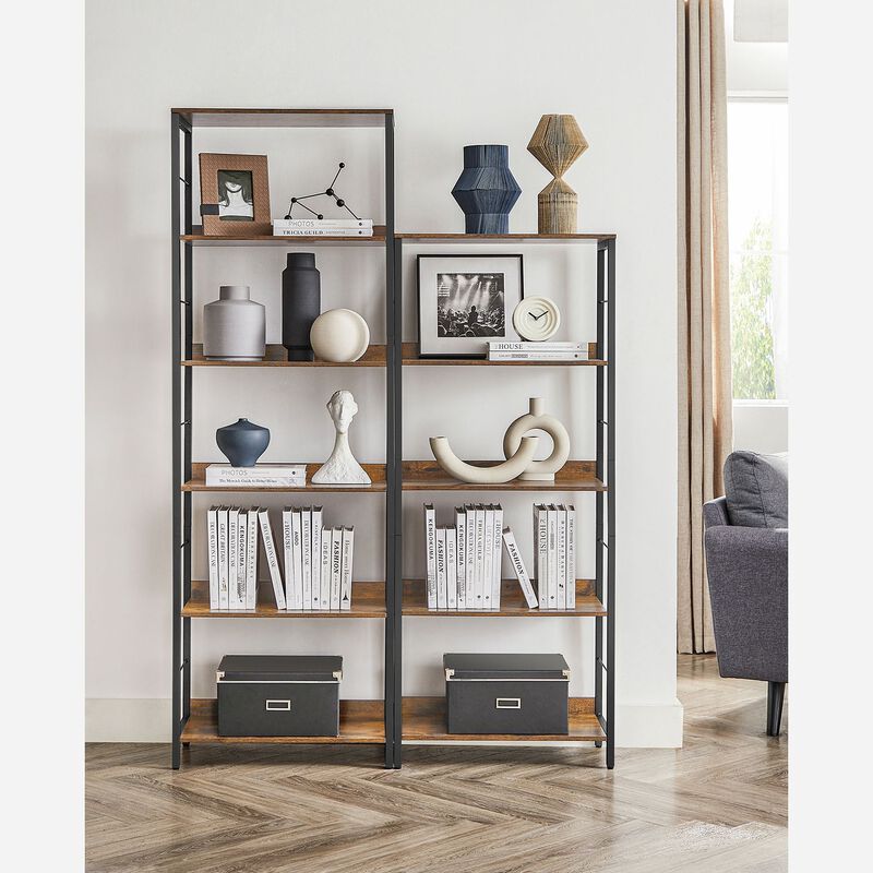 6-Tier Industrial Bookshelf with Metal Frame for Modern Home Storage