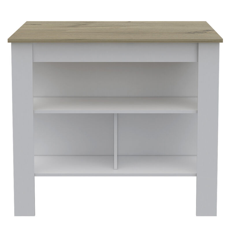 Streamdale Cala Kitchen Island, Four Legs, Three Shelves - White Light Oak image number 0