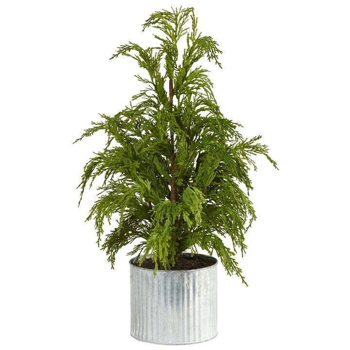 Hivvago 20 Inches Cedar Pine “Natural Look Inches Artificial Tree in Decorative Planter