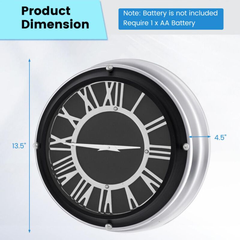 Hivvago Silent Wall Clock with Silver Frame