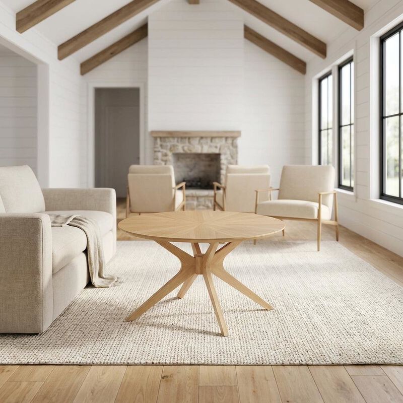 Round Wooden Coffee Table with Modern Design and Durable Build image number 4