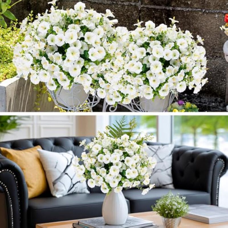 36 Bundle White Artificial Morning Glory Flowers UV Resistant Outdoor Garden image number 3
