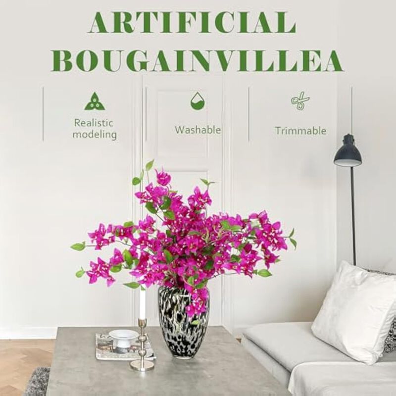 10 Piece Purple Artificial Bougainvillea Flower Stems Outdoor Garden Porch Decor image number 3