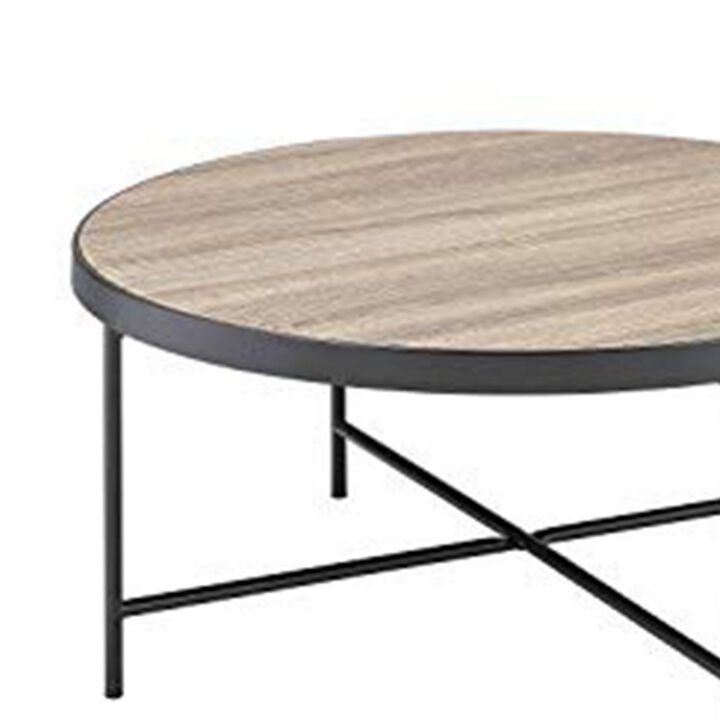 Charming Coffee Table, Weathered Oak Brown-Benzara