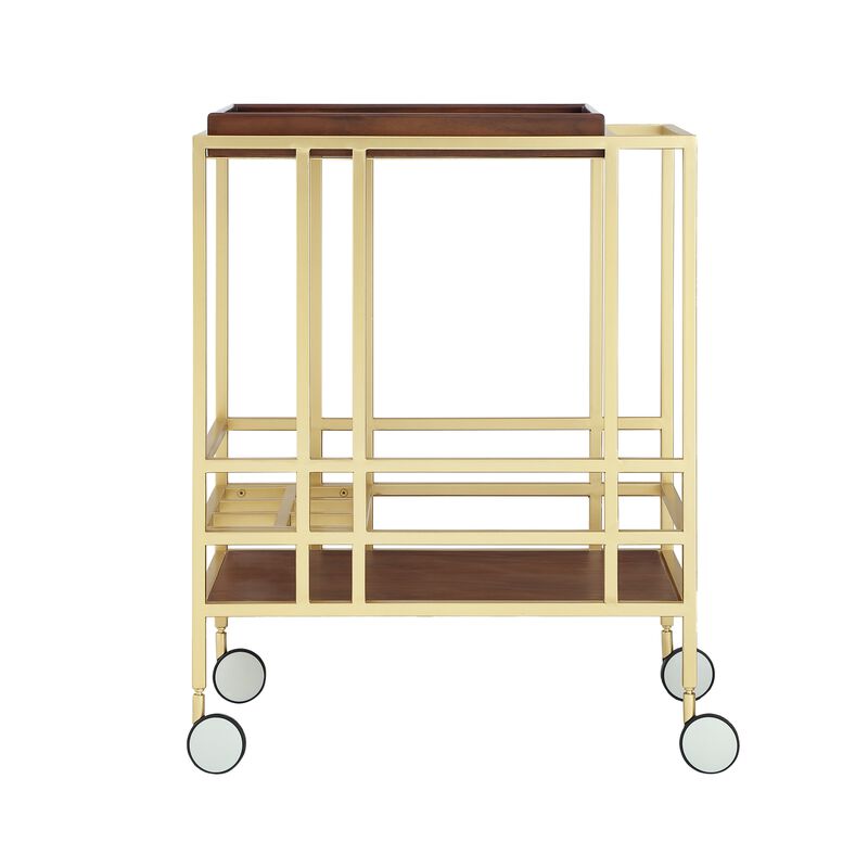 Inspired Home Ron Bar Cart Serving Tray with Caster